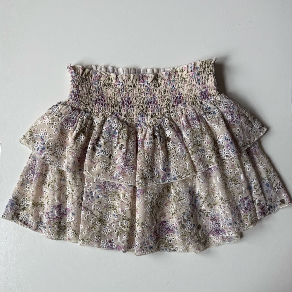 Katie J NYC Tween Girls' Brooke Floral Print Skirt - Neutral Floral - Size L